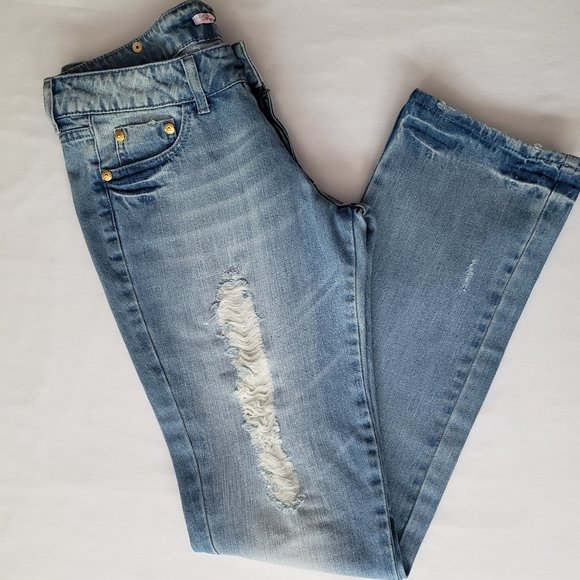 BLUMARINE BLUGIRL FOLLIES Distressed Designer Denim Jeans Sz 30 Light Blue New - Picture 14 of 15